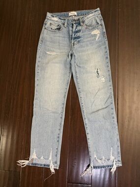 Pistola light wash distressed straight leg jeans 24